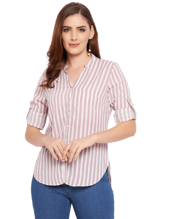 Beige Striped Regular Shirt