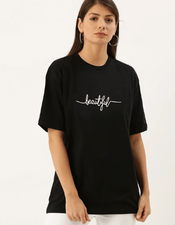 Black Cotton Regular Tshirt