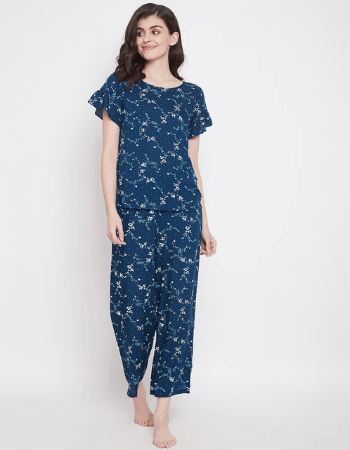 Round Neck Printed Nightwear Pajama Set