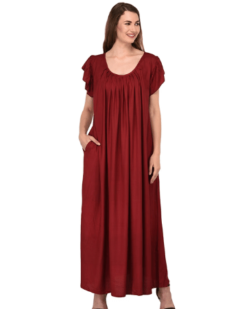 Round Neck Solid Nighty