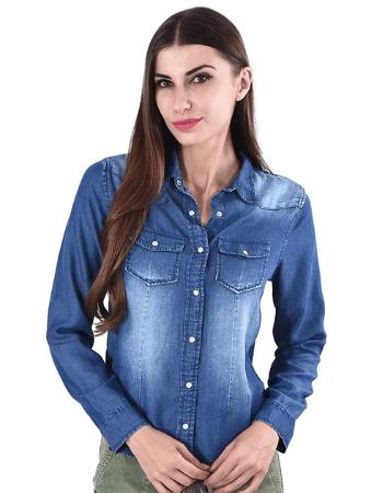 Solids Denim Regular Shirt