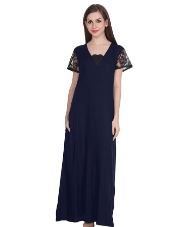 V-Neck Neck Solid Nighty