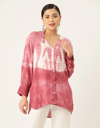 V-Neck Tie & Dye Regular Shirt