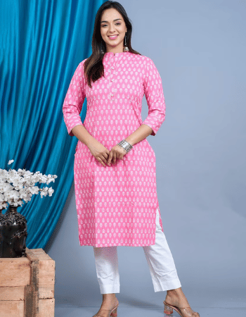 Women Printed Cotton Straight Kurta